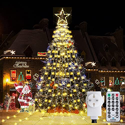 LooHome LED Lichtervorhang Lichterkette Sterne 344 LEDs Warmweiß Dekoration 8 Modi Wasserdichte Für Innen Außen, Weihnachten, Party, Hochzeit, Garten, Balkon von LooHome