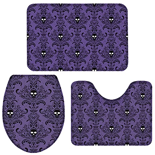 Badematten für Badezimmer, Halloween, Spukhaus, Kinder-Badezimmer-Set, Unisex, mit WC-Deckelbezug, rutschfester Teppich, Konturmatte, violett, Badezimmer-Dekor Badematten für Badezimmer, Halloween, Spukhaus, Kinder-Badezimmer-Set, Unisex, mit WC-Deckelbezug, rutschfester Teppich, Konturmatte, violett, Badezimmer-Dekor von LooPoP