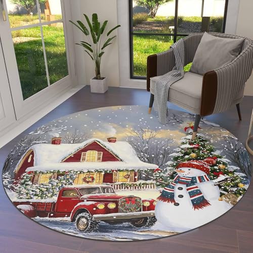 LooPoP Moderner Weihnachtsteppich, rund, 91,4 cm Durchmesser, flach, Polyester, rutschfest, schmutzabweisend, für Innenbereich, Wohnzimmer, Schlafzimmer, Büro LooPoP Moderner Weihnachtsteppich, rund, 91,4 cm Durchmesser, flach, Polyester, rutschfest, schmutzabweisend, für Innenbereich, Wohnzimmer, Schlafzimmer, Büro von LooPoP