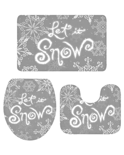 LooPoP Weihnachts-Badezimmerteppich-Set, 3-teilig, graue Schneeflocke, rutschfeste Badematten mit U-Form und Schneekontur, WC-Vorleger für große Badezimmerböden, Weihnachtsdekoration LooPoP Weihnachts-Badezimmerteppich-Set, 3-teilig, graue Schneeflocke, rutschfeste Badematten mit U-Form und Schneekontur, WC-Vorleger für große Badezimmerböden, Weihnachtsdekoration von LooPoP