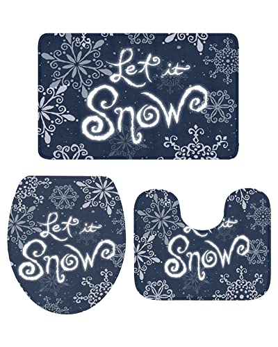 LooPoP Weihnachts-Badezimmerteppich-Set, 3-teilig, marineblaue Schneeflocke, rutschfest, U-Form und WC-Vorleger, für Badezimmerboden, Weihnachtsdekoration – kleine Größe LooPoP Weihnachts-Badezimmerteppich-Set, 3-teilig, marineblaue Schneeflocke, rutschfest, U-Form und WC-Vorleger, für Badezimmerboden, Weihnachtsdekoration – kleine Größe von LooPoP