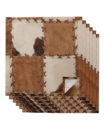 Stoffservietten, Rindsleder, wiederverwendbar, waschbar, knitterfrei, weiche Servietten für Esstisch, Zuhause, Urlaub, Party, Cocktail, Hochzeit, Hotel, Dekoration, 50,8 x 50,8 cm, Kuhfell-Druck von LooPoP