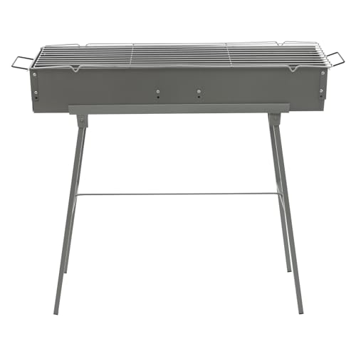 Loobiiny Faltender Camping Grill,Barbecue Grill Mit Grillgitter Und StüTzstange,80 * 18 * 13cm Holzkohlegrill,Mobiler Klappgrill Gartengrill von Loobiiny