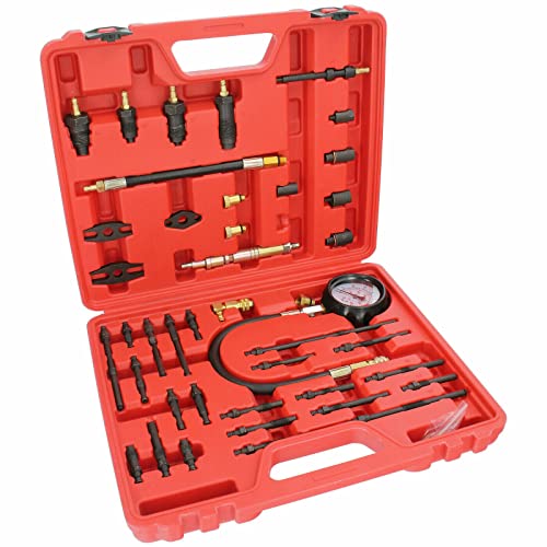 Loobiiny Kompression Tester Kit Manometer Tool Set Kompressionstester Druckverlust Prüfer Tester Kompressionsprüfer 0-40 bar für Benzin Diesel Motoren von Loobiiny