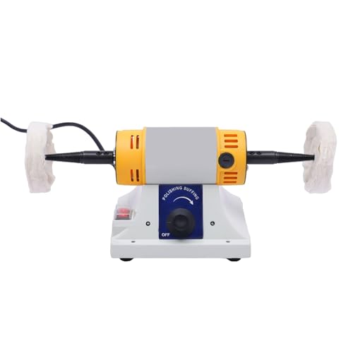 Loobiiny Mini Doppelkopf Polierbock Rotationspoliermaschine Bench Grinder Kleine Poliermaschine Schleifmaschine Doppelschleifer 320W mit Drehzahlregelung von Loobiiny