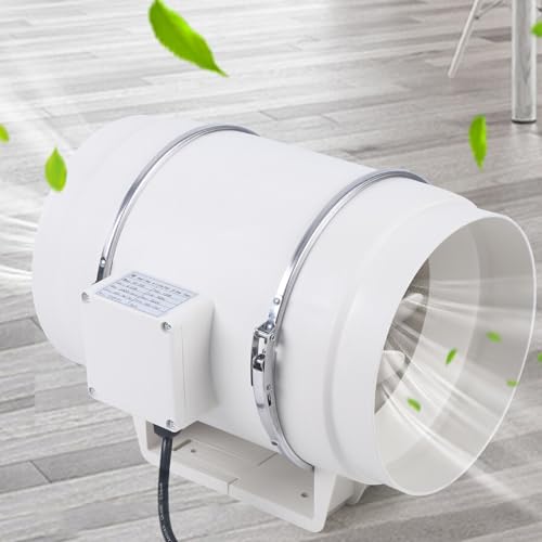 Loobiiny Rohrventilator Vents Gebläse Rohrlüfter Ventilator Kanallüfter Lüfter Motor Abluftventilator für Growzelt Growbox Hydrokultur Belüftung (200mm) von Loobiiny