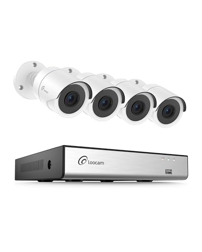 Loocam 8-Kanal 1080P CCTV Kamerasystem mit KI-Menschen-Fahrzeug-Erkennung, 5MP Lite H.265+ DVR Recorder und 4X 2MP Überwachungskameras (Innen & Außen), Nachtvision, Fernzugriff, OHNE Festplatte von Loocam