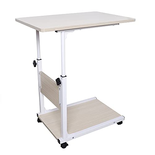 2-Ebene Mobile Desk,Höhenverstellbarer Schreibtisch,Verstellbarer Laptop-Tisch,Mobiler Stehtisch,Computertisch mit Rollen,Ergonomischer Schreibtisch,FüR Homeoffice,Den Arbeitsplatz (Weißer Ahorn) von Loohacp