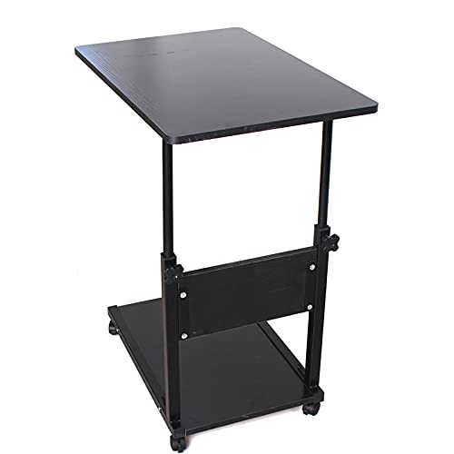 2-Ebene Mobile Desk,Höhenverstellbarer Schreibtisch,Verstellbarer Laptop-Tisch,Mobiler Stehtisch,Computertisch mit Rollen,Ergonomischer Schreibtisch,FüR Homeoffice,Den Arbeitsplatz (schwarz) von Loohacp