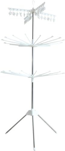 Loohacp 3 Tier Rotation Kleidertrockner Rack, Kunststoff Stativ Rack 360°Rotation Design Portable, Folding Laundry Hanger Organizer Camping Wäscheleine von Loohacp