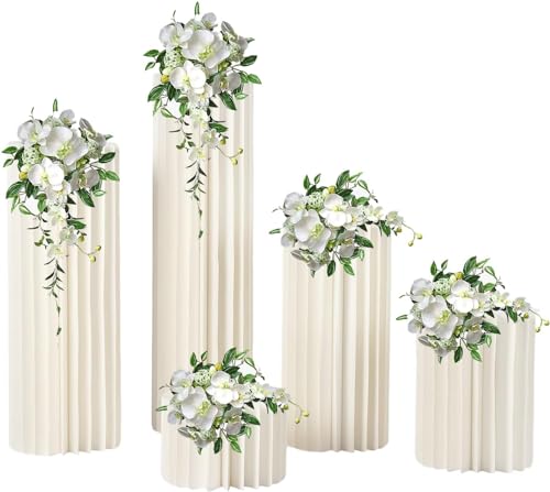 Loohacp Blumenständer Hochzeit Blumenständer, 5 Stück Faltbarer Dekosäule Partytische aus Karton Display-Papiersäulen für Hochzeiten, Geburtstagsfeier von Loohacp