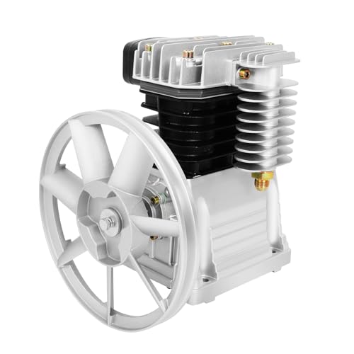 Luftkompressor-Pumpenkopf, Luftkompressor-Kopf mit 2 Zylindern, Luftkom-pressor-Kopf mit Riemenscheib,GeräUscharme Luftpumpe,Kompressor Airpower,FüR Branchen wie Elektronik,Maschinenbau von Loohacp