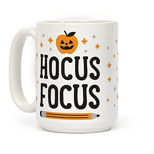 LookHUMAN Hocus Focus Kaffeetasse aus Keramik, 425 ml, Weiß von LookHUMAN