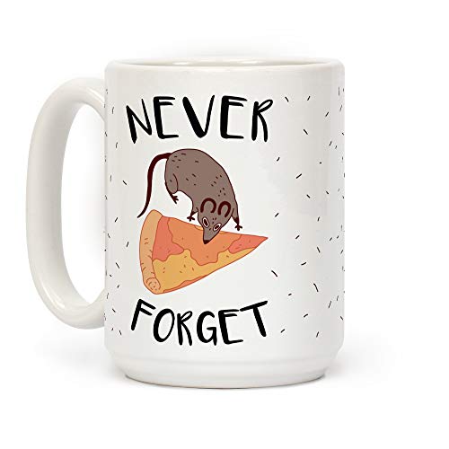 LookHUMAN Keramik-Kaffeetasse mit Aufschrift "Never Forget Pizza", 425 ml, Weiß von LookHUMAN