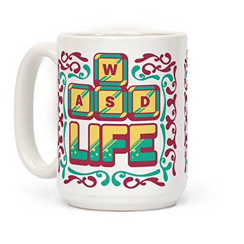 LookHUMAN WASD Life Keramik-Kaffeetasse, 425 ml, Weiß von LookHUMAN