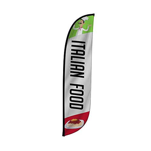 LookOurWay Federflagge – 3,6 m hohe Werbeflagge Banner für Geschäfts- und Veranstaltungsförderung – nur Flagge – Lebensmittel und Restaurant – italienisches Essen (10M1200135) von LookOurWay
