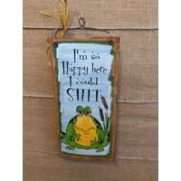 Frosch Holzschild Im So Happy von Lookforthesign