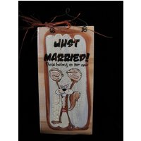Handbemaltes Holzschild Eichhörnchen Humor Verheiratet von Lookforthesign