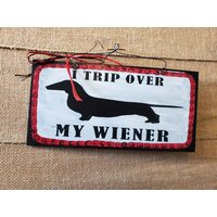 Hund Dashound Wiener Handbemaltes Holzschild von Lookforthesign