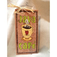 Kaffee Java Cafe Handgemaltes Schild Aus Holz von Lookforthesign