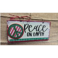 Peace Weihnachtsfeiertag Frieden Auf Erden Handgemaltes Holzschild von Lookforthesign