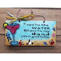 Zehen Im Wasser Margarita Handgemaltes Holzschild Strand von Lookforthesign