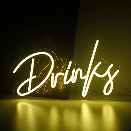 Looklight Drinks Buchstaben Leuchtreklame Warmweißes LED-Neonlicht Wort Lichtzeichen Neon Schild Dekorative Wandleuchten für Shop Restaurant Esszimmer Bar Pub Party Dekoration von Looklight