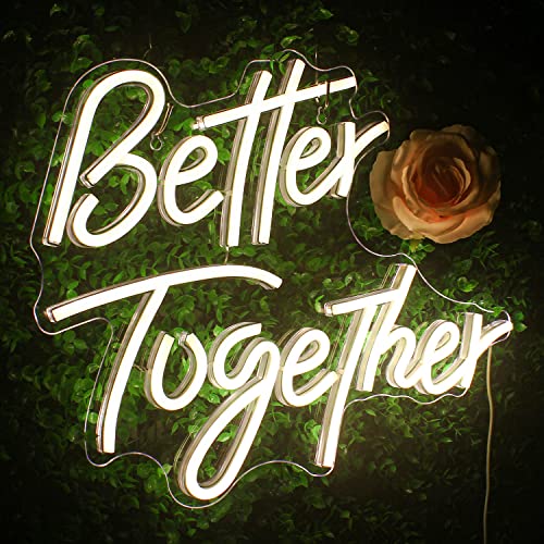 Looklight Better Together Wörter Neonschilder Warmweiße LED-Neonlichtbuchstaben Dekorative LED Leuchtreklamen mit USB-Stromversorgung für Hochzeit Party Club Jubiläum Bar Geburtstagsdeko von Looklight