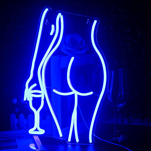 Looklight Frau Rücken Neonschild Blaues LED Lady Weinglas Leuchtreklame Nackter Körper Sexy Lady Neonlicht für Schlafzimmer Gaming Zimmer dekor Home Bar Party Kunst Geschenk von Looklight