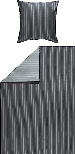 Looks by Wolfgang Joop Bettwäsche Feinflanell anthrazit-Silber Größe 1x 155x220 cm + 1x 80x80 cm von LOOKS BY WOLFGANG JOOP