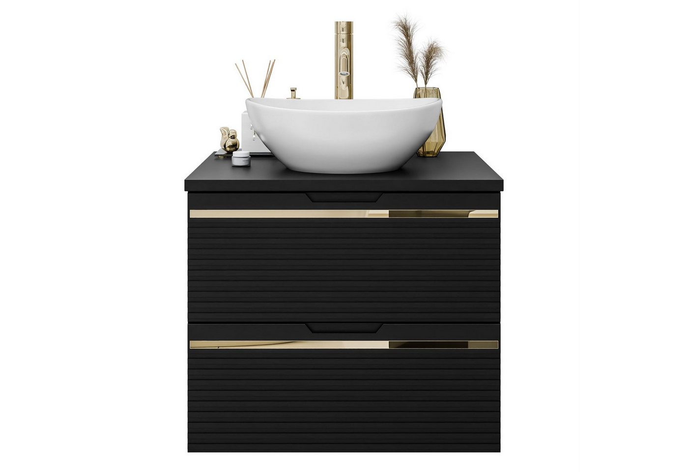 Lookway Badmöbel-Set ARTEMIS I 60 cm Badezimmer-Set mit Waschbeckenunterschrank und Spiegel, (Badezimmerschrank mit wählbarem Spiegel, Becken und Armatu), mit Soft-Close-System von Lookway