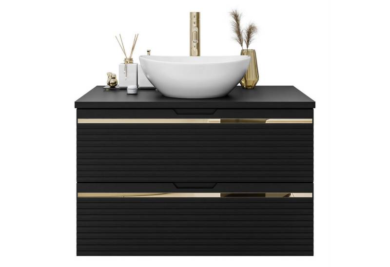 Lookway Badmöbel-Set ARTEMIS II 80 cm Bad-Set mit Unterschrank und Spiegel, (Badezimmerschrank mit wählbarem Spiegel, Becken und Armatur), mit Soft-Close-System von Lookway