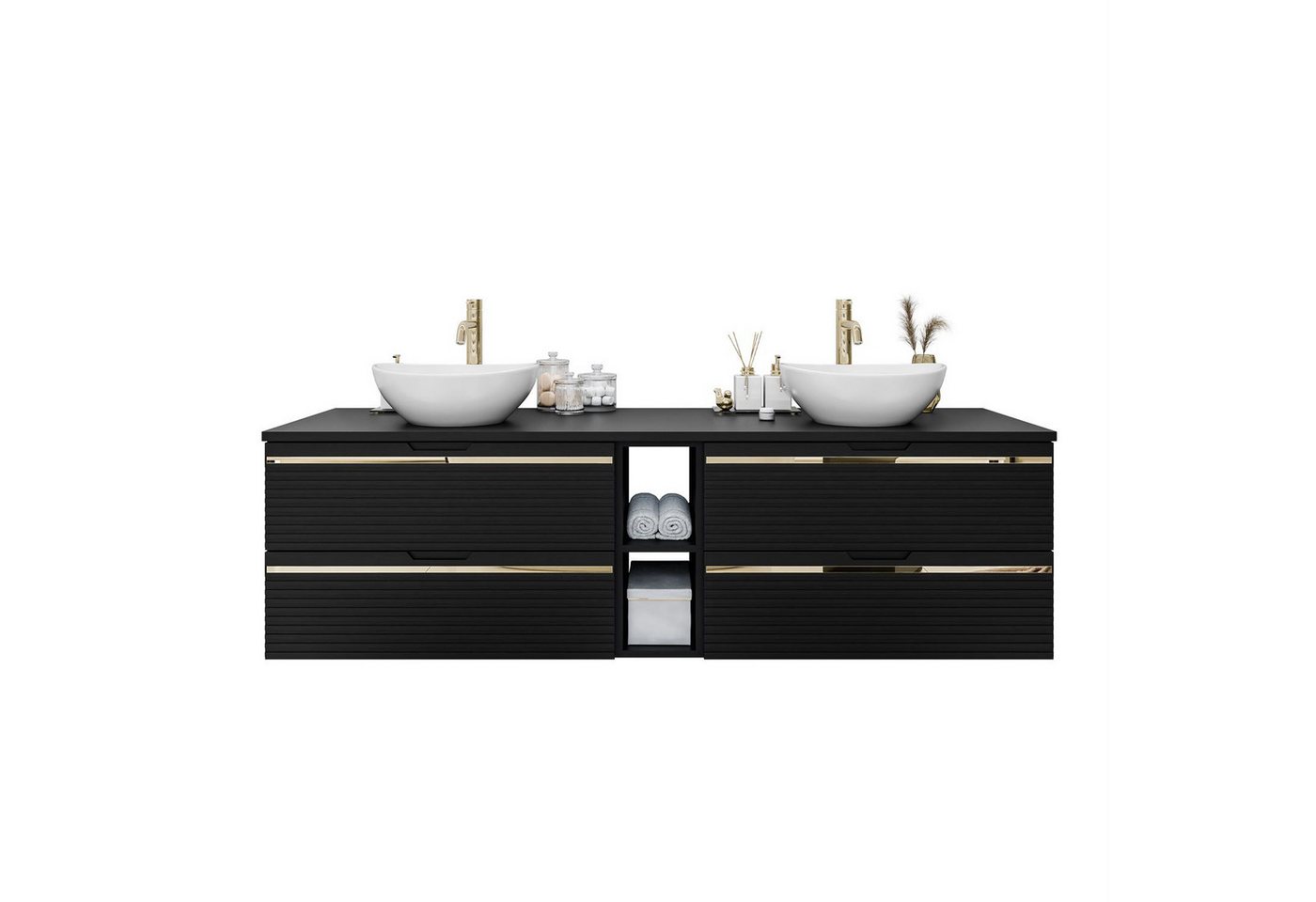 Lookway Badmöbel-Set ARTEMIS III 140 cm Bad-Set mit Unterschrank und Spiegel, (Badezimmerschrank mit wählbarem Spiegel, Becken und Armatur), mit Soft-Close-System von Lookway