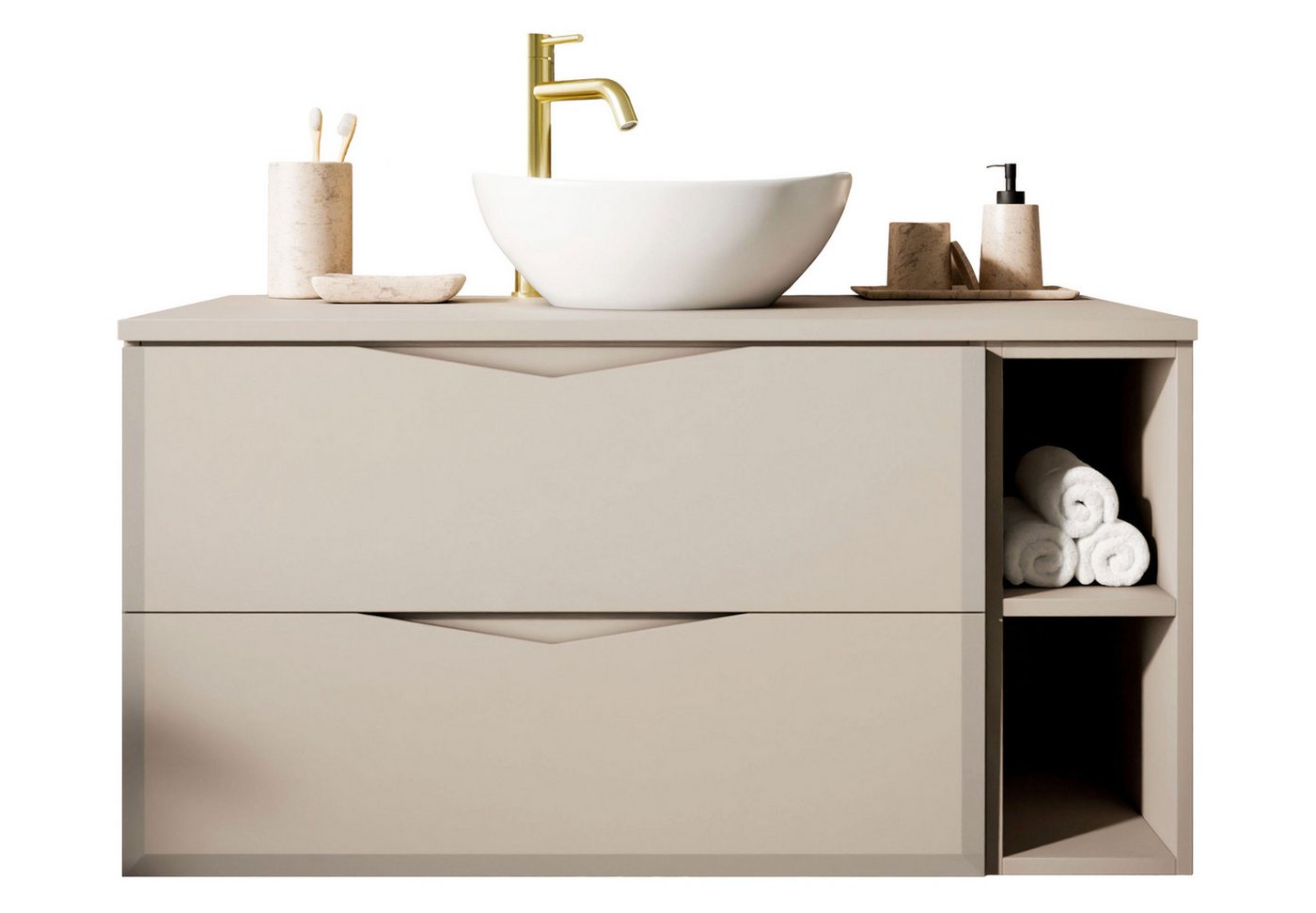Lookway Badmöbel-Set MIRA II 80 cm mit Soft-Close & Waschbecken, (Badezimmerschrank mit wählbarem, Becken und Armatur), mit Soft-Close-System von Lookway