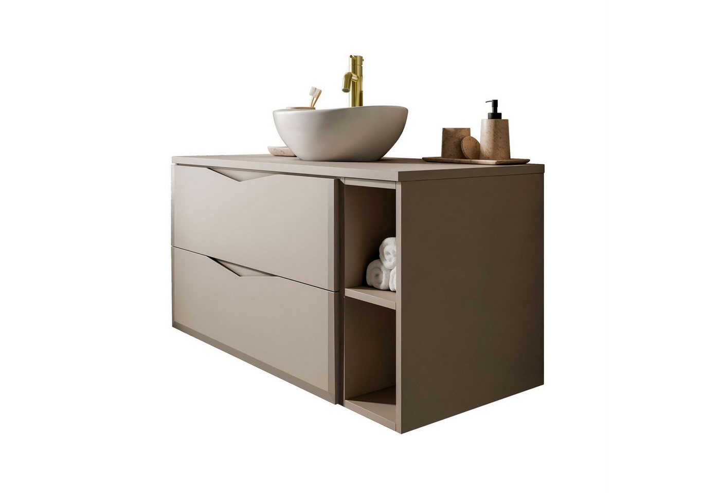 Lookway Badmöbel-Set MIRA II 80 cm mit Soft-Close & Waschbecken, (Badezimmerschrank mit wählbarem, Becken und Armatur), mit Soft-Close-System von Lookway