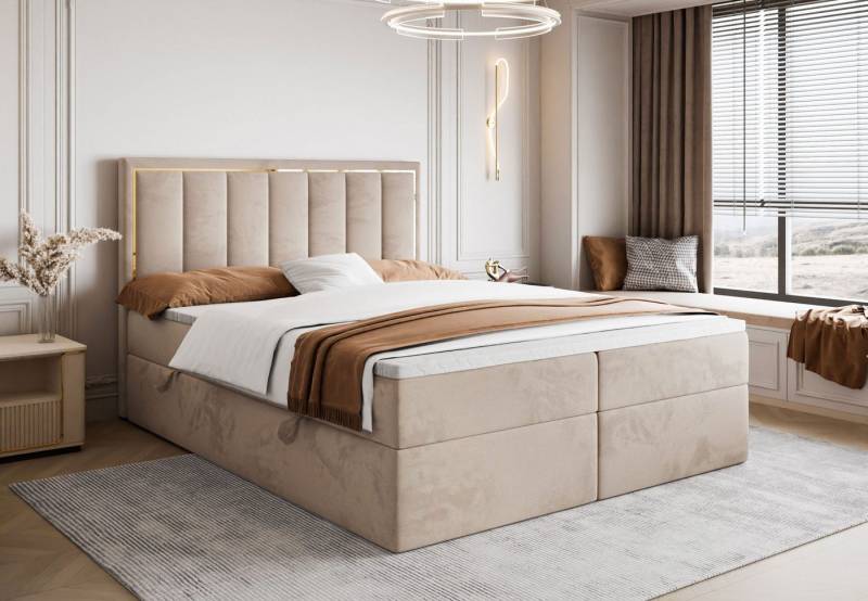 Lookway Boxspringbett AURELIA mit Bettkästen und Topper, mit Bettkasten und Topper von Lookway