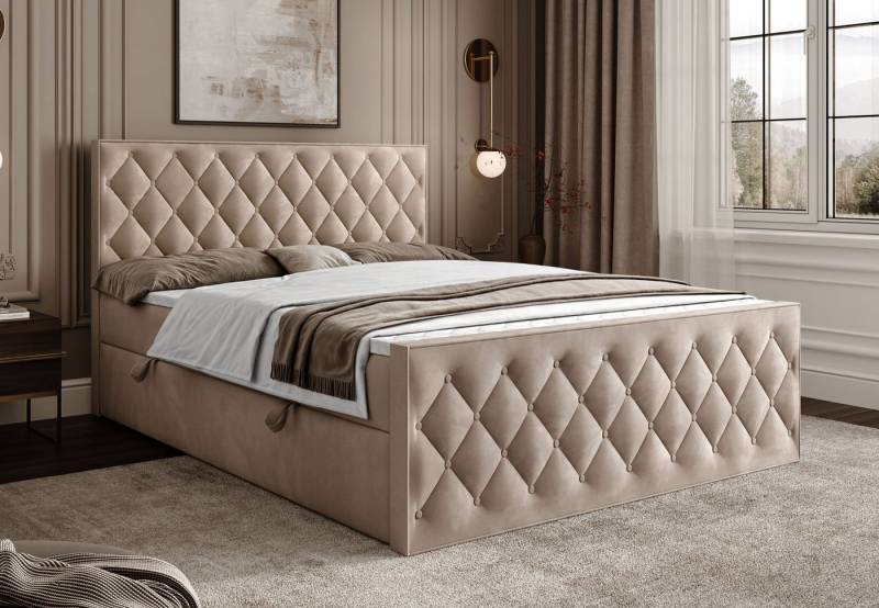 Lookway Boxspringbett INEZ II mit Bettkasten und Topper (Boxspringbett mit Topper), Breite: 140/160/180x200 cm von Lookway