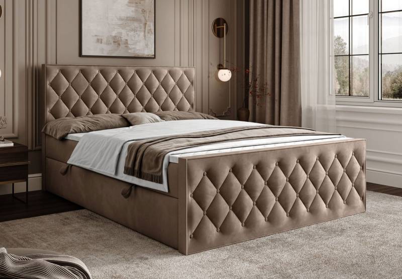 Lookway Boxspringbett INEZ II mit Bettkasten und Topper (Boxspringbett mit Topper), Breite: 140/160/180x200 cm von Lookway