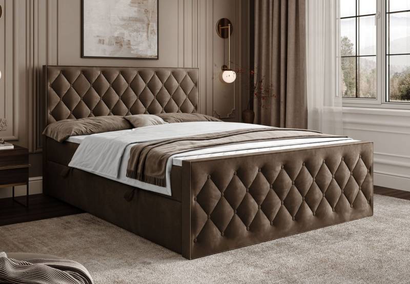 Lookway Boxspringbett INEZ II mit Bettkasten und Topper (Boxspringbett mit Topper), Breite: 140/160/180x200 cm von Lookway