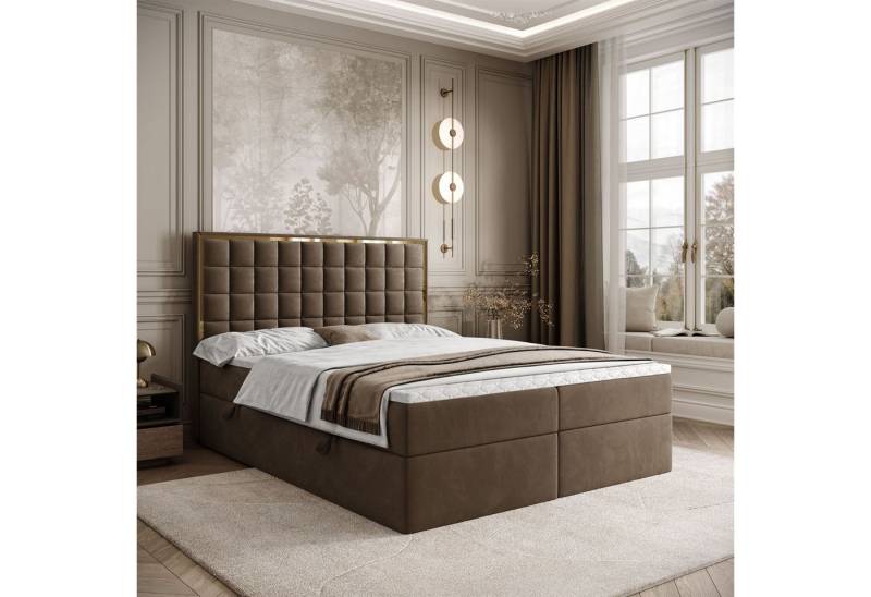 Lookway Boxspringbett ISADORA GOLD mit zwei Bettkästen für Bettwäsche (Boxspringbett mit Topper), Breite: 140/160/180x200 von Lookway
