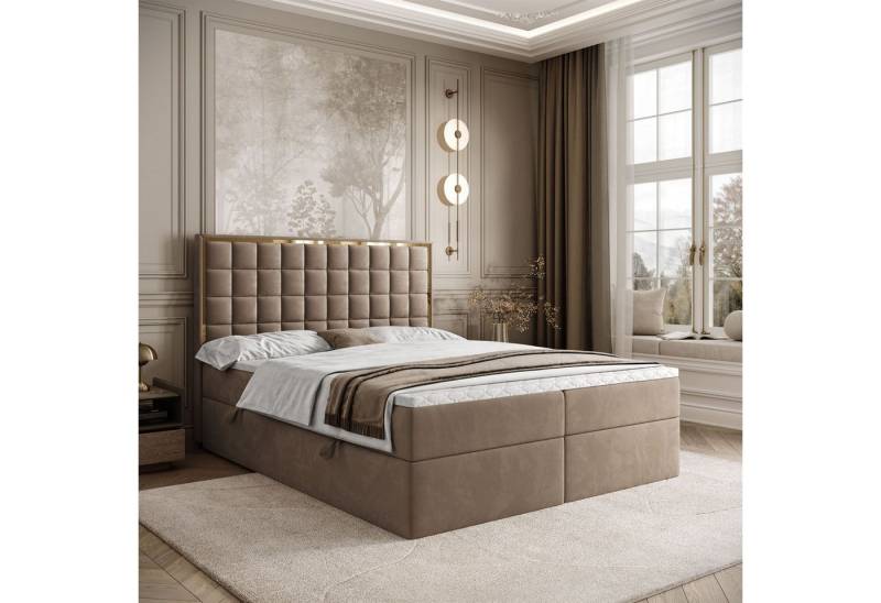 Lookway Boxspringbett ISADORA GOLD mit zwei Bettkästen für Bettwäsche (Boxspringbett mit Topper), Breite: 140/160/180x200 von Lookway
