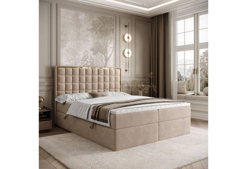 Lookway Boxspringbett ISADORA GOLD mit zwei Bettkästen für Bettwäsche (Boxspringbett mit Topper), Breite: 140/160/180x200 von Lookway