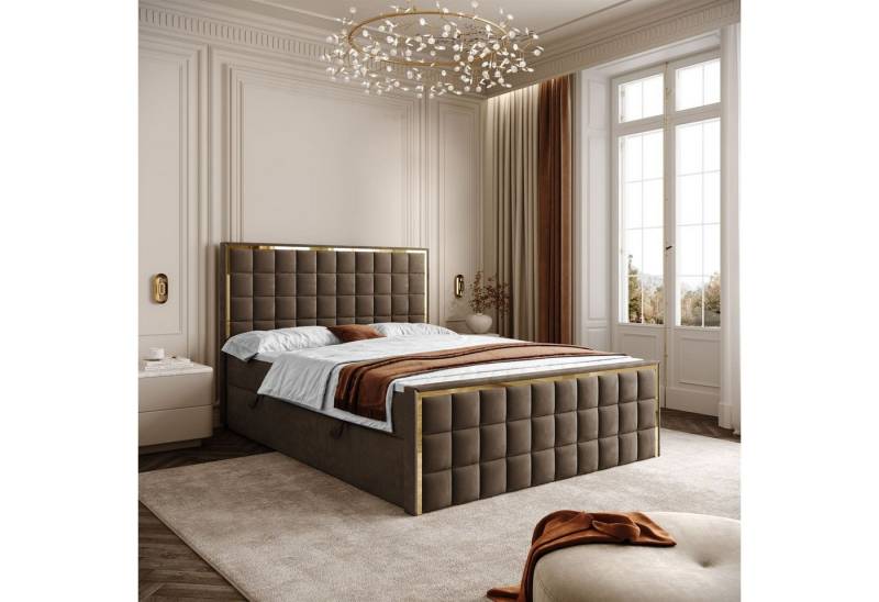 Lookway Boxspringbett ISADORA II GOLD mit zwei Bettkästen für Bettwäsche (Boxspringbett mit Topper), Breite: 140/160/180x200 von Lookway
