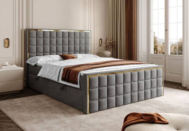 Lookway Boxspringbett ISADORA II GOLD mit zwei Bettkästen für Bettwäsche (Boxspringbett mit Topper), Breite: 140/160/180x200 von Lookway