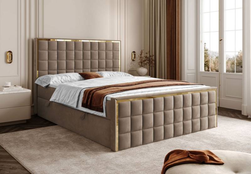 Lookway Boxspringbett ISADORA II GOLD mit zwei Bettkästen für Bettwäsche (Boxspringbett mit Topper), Breite: 140/160/180x200 von Lookway