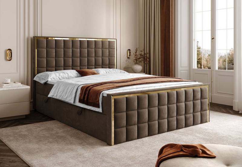 Lookway Boxspringbett ISADORA II GOLD mit zwei Bettkästen für Bettwäsche (Boxspringbett mit Topper), Breite: 140/160/180x200 von Lookway