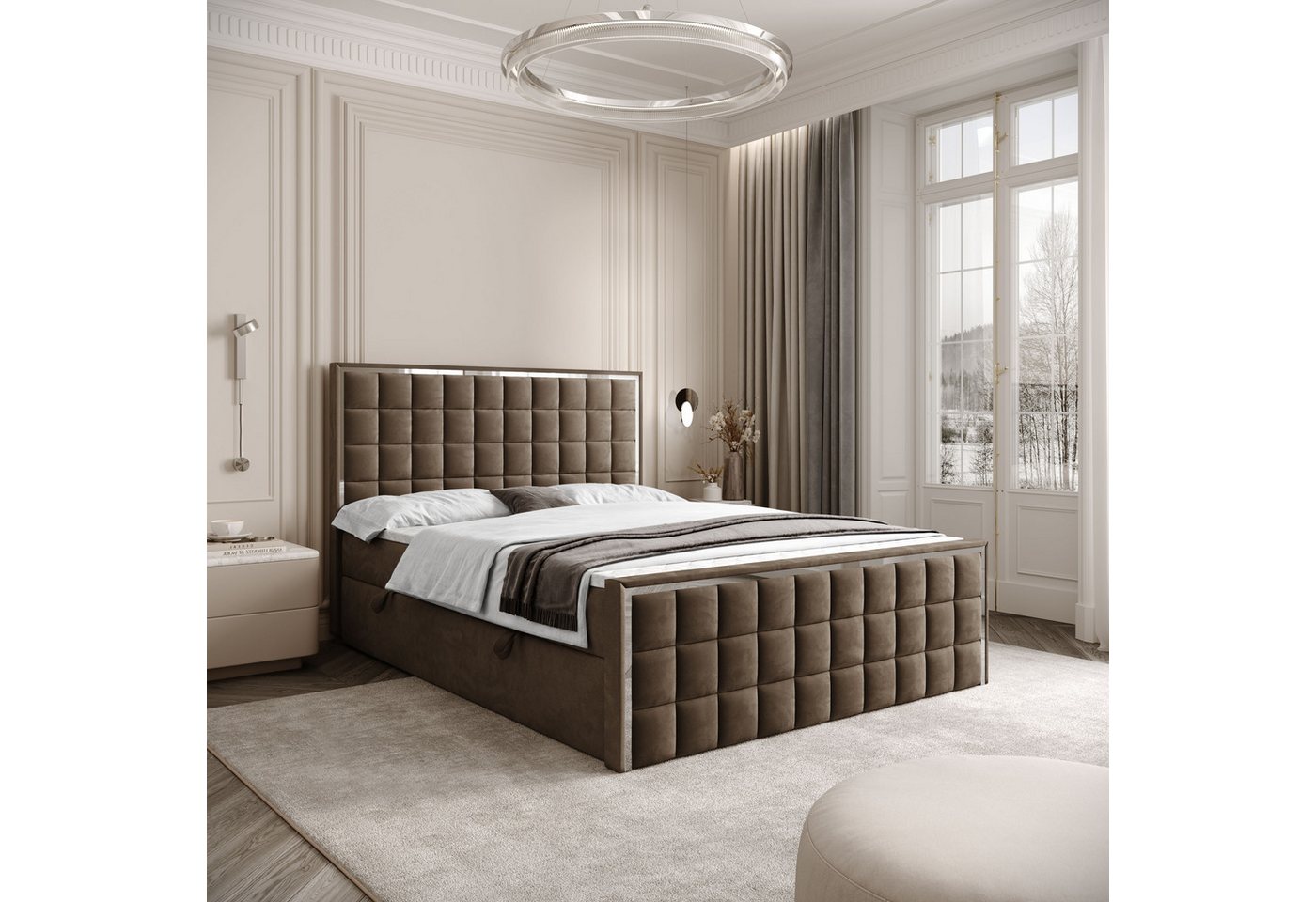 Lookway Boxspringbett ISADORA II SILVER mit zwei Bettkästen für Bettwäsche (Boxspringbett mit Topper), Breite: 140/160/180x200 von Lookway