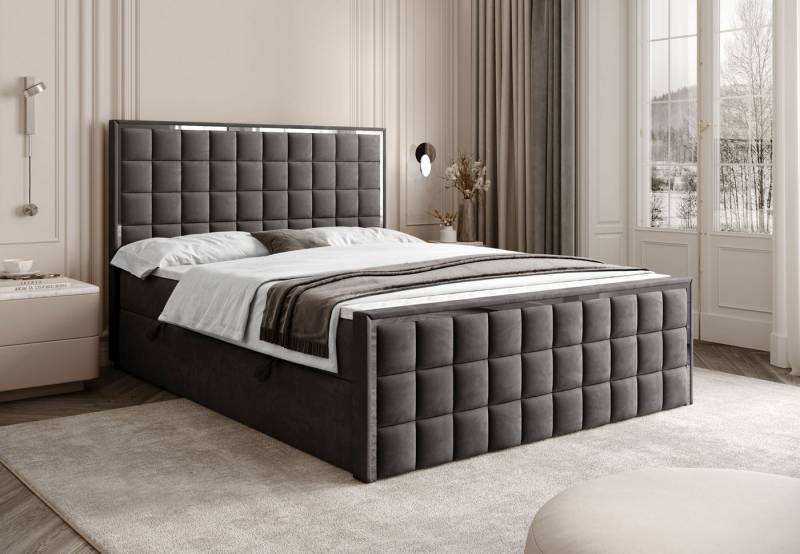 Lookway Boxspringbett ISADORA II SILVER mit zwei Bettkästen für Bettwäsche (Boxspringbett mit Topper), Breite: 140/160/180x200 von Lookway