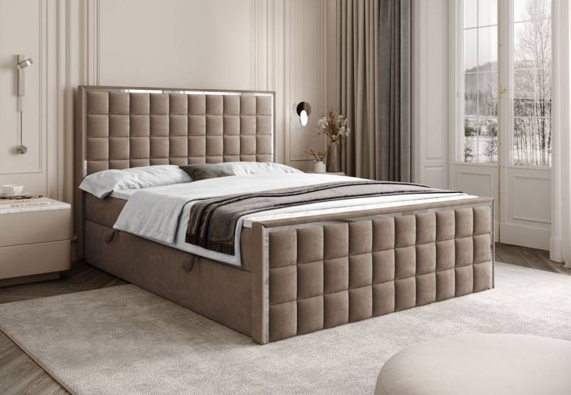 Lookway Boxspringbett ISADORA II SILVER mit zwei Bettkästen für Bettwäsche (Boxspringbett mit Topper), Breite: 140/160/180x200 von Lookway