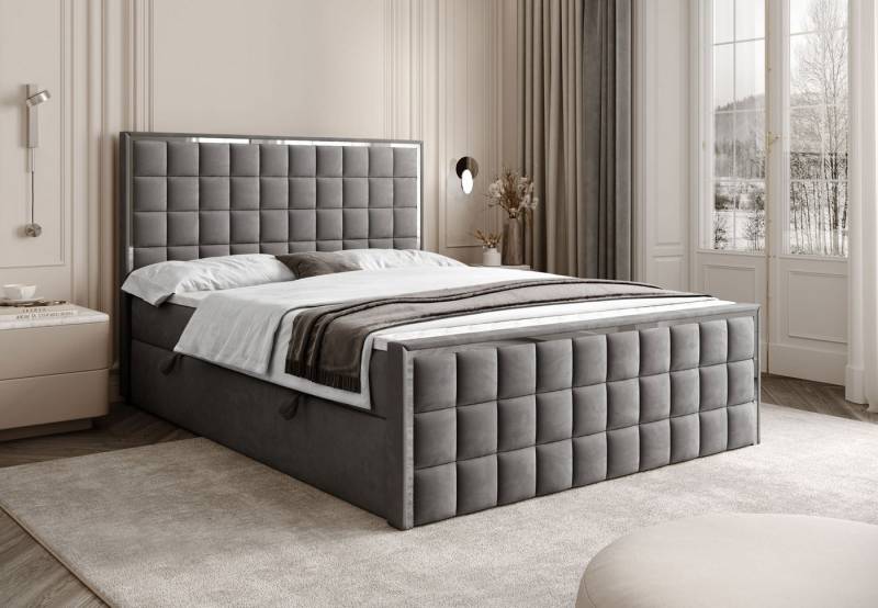 Lookway Boxspringbett ISADORA II SILVER mit zwei Bettkästen für Bettwäsche (Boxspringbett mit Topper), Breite: 140/160/180x200 von Lookway